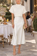 Febedress High Rise Solid Satin Midi Skirt (A)