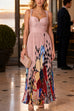 Sleeveless High Waist Floral Print Pleated Maxi Dress