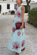 Crewneck Sleeveless Floral Print Maxi Dress
