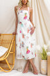 Sleeveless Back Lace-up Cut Out Floral Print Midi Dress
