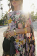Boat Neck Floral Print High Low Hem Maxi Dress