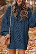 Febedress Long Sleeves Cable Knit Mini Sweater Dress