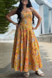 Febedress Spaghetti Strap Floral Print Chiffon Maxi Dress