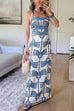 Febedress Tie Shoulder Cut Out Waist Printed Maxi Dress