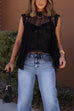 Mockneck Tulle Cover Up Top with Lace Camisole