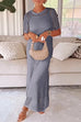 Febedress Crewneck Hollow Out Maxi Vacation Dress with Detachable Liner