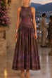 Febedress Crewneck Sleeveless Printed Flowy Maxi Dress