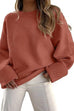 Febedress Crewneck Drop Shoulder Solid Knitted Pullover Sweater