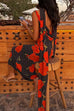 Febedress Cowl Neck Backless Floral Print Maxi Dress with Scarf