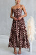 Spaghetti Strap High Waist Printed Swing Maxi Dress