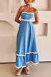 Febedress Spaghetti Strap Ric Rac Trim Swing Maxi Dress