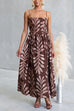 Spaghetti Strap High Waist Printed Swing Maxi Dress