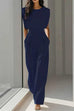 Febedress Round Neck Sleeveless High Waist Wide Leg Jumpsuit