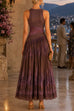 Febedress Crewneck Sleeveless Printed Flowy Maxi Dress