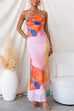 Spaghetti Strap Printed Bodycon Maxi Dress