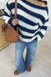 Febedress Drop Shoulder Striped Casual Pullover Sweater