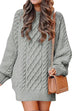 Febedress Long Sleeves Cable Knit Mini Sweater Dress