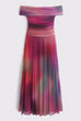 Off Shoulder Sunset Gradient Pleated Maxi Dress