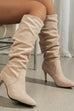 Febedress Faux Suede Pointed Toe Stiletto Heel High Boots