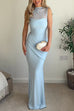 Sleeveless Patchwork Ruched Bodycon Maxi Dress