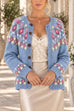 Febedress Button Down Printed Sweater Cardigan