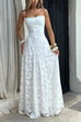 Febedress Spaghetti Strap Backless Lace-up Jacquard Maxi Dress