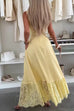 Square Neck Pocketed Lace Splice Maxi Cami Dress