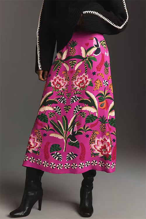 Febedress High Rise Tropic Print Midi Skirt