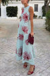 Crewneck Sleeveless Floral Print Maxi Dress