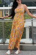 Febedress Spaghetti Strap Floral Print Chiffon Maxi Dress