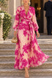 Febedress V-Neck Long Sleeve Floral Print Maxi Dress