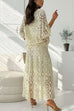 V Neck Half Sleeves Crochet Hollow Out Top