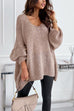 Febedress V Neck Drop Shoulder Slouchy Pullover Sweater