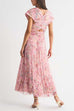 Halter V Neck Floral Print Maxi Dress