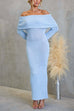 Febedress Off Shoulder Long Sleeves Bodycon Stretchy Maxi Dress