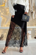 High Rise Lace Patchwork Maxi Skirt