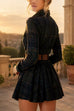 Febedress Lapel Long Sleeves Button Up Plaid Mini Dress