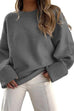 Febedress Crewneck Drop Shoulder Solid Knitted Pullover Sweater