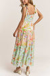 Febedress V Neck Bow Shoulder Tiered Floral Print Maxi Dress