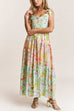 Febedress V Neck Bow Shoulder Tiered Floral Print Maxi Dress