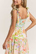 Febedress V Neck Bow Shoulder Tiered Floral Print Maxi Dress