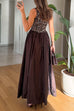 Febedress Crewneck Sleeveless Glitter Sequin Splice Maxi Dress