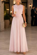 Febedress Crewneck Sleeveless Zipper Back Waisted Maxi Dress
