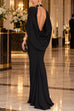 Febedress Mock Neck Cape Sleeve Draped Back Maxi Dress