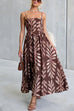 Spaghetti Strap High Waist Printed Swing Maxi Dress