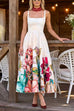 Square Neck Sleeveless Floral Print Midi Dress