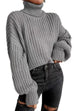 Febedress Turtleneck Drop Shoulder Comfy Pullover Sweater