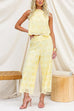 Elastic Waist Floral Lace Hollow Out Wide Leg Pants