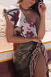 One Shoulder Sleeveless Floral Print One-piece Swimsuit