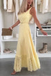 Square Neck Pocketed Lace Splice Maxi Cami Dress